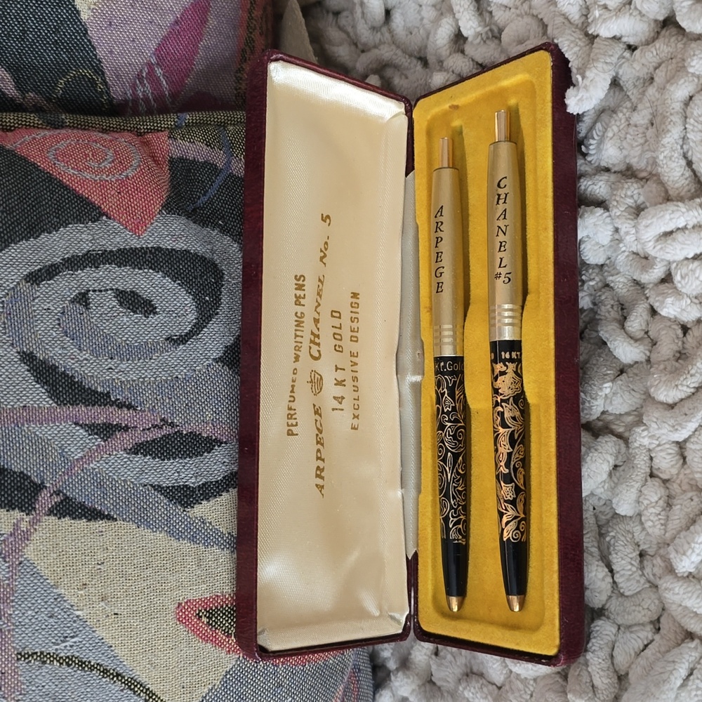 14 Kt Gold Vintage Chanel No. 5 -Arpege Perfumed writing Pens